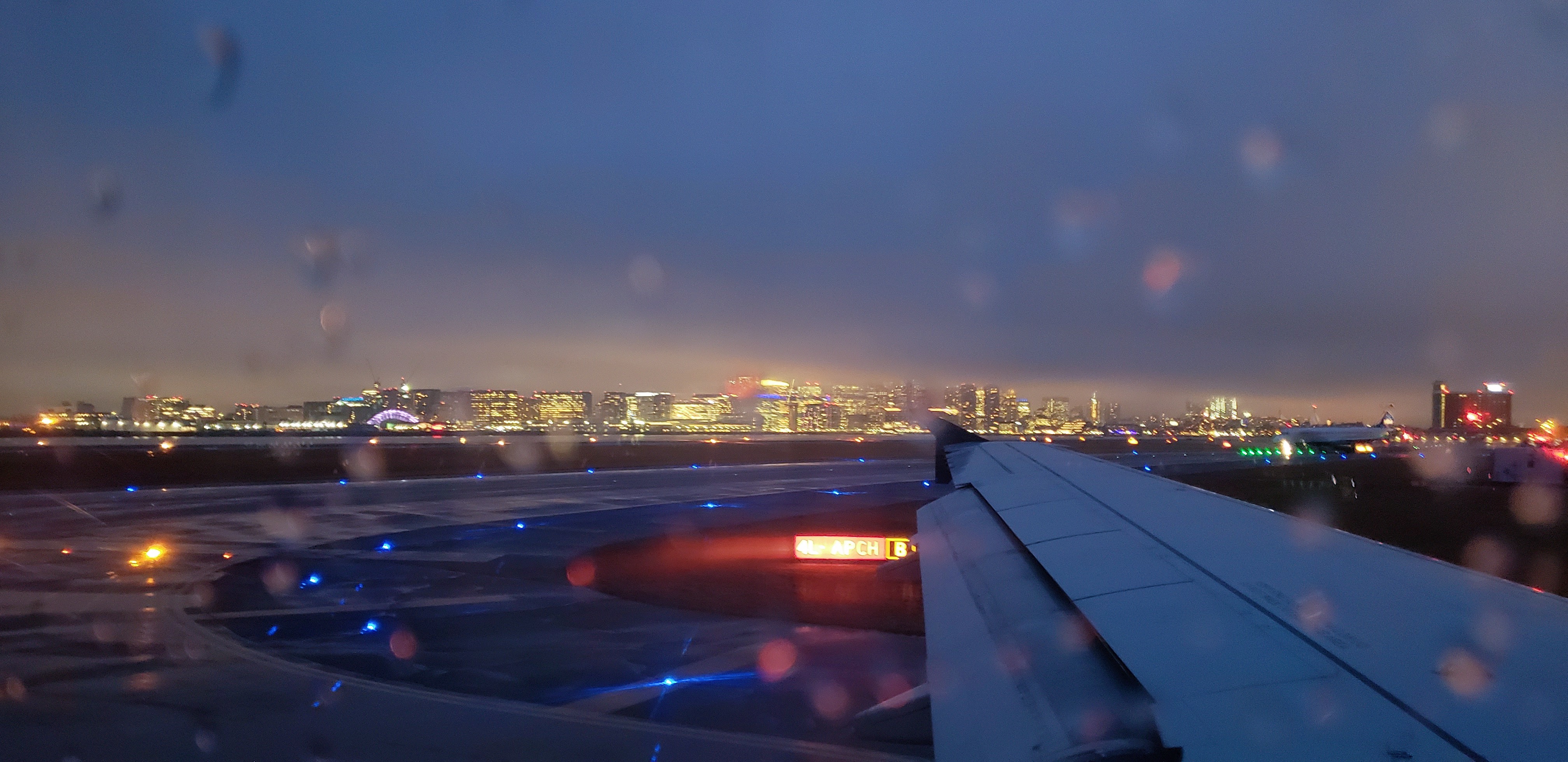 View of Boston Skyline from Plane Window